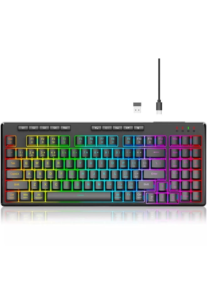 ريدراجون لوحة مفاتيح ألعاب سلكية K517 VARO Pro ثلاثية الأوضاع، لاسلكية، بلوتوث، إضاءة خلفية RGB، إحساس ميكانيكي مع 4 مفاتيح ماكرو، لوحة أرقام، بطارية 4000 مللي أمبير/ساعة - Image 4