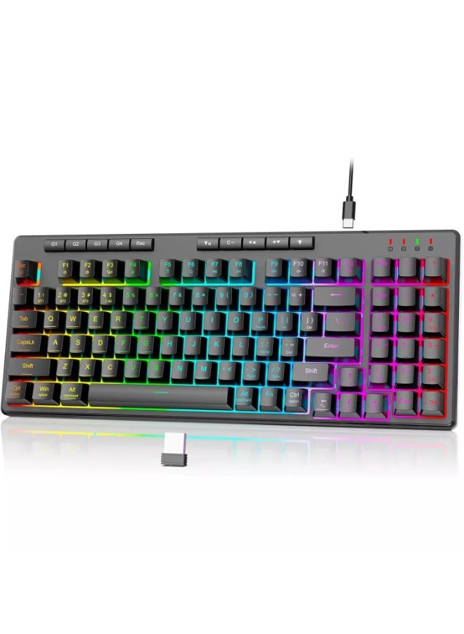 ريدراجون لوحة مفاتيح ألعاب سلكية K517 VARO Pro ثلاثية الأوضاع، لاسلكية، بلوتوث، إضاءة خلفية RGB، إحساس ميكانيكي مع 4 مفاتيح ماكرو، لوحة أرقام، بطارية 4000 مللي أمبير/ساعة - Image 1