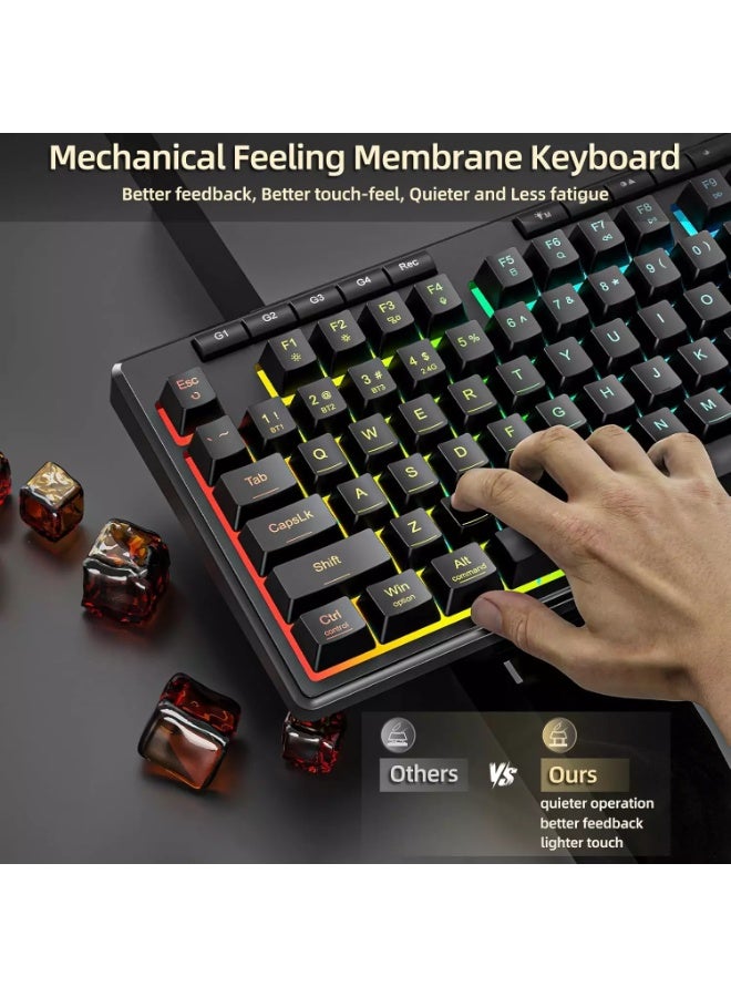 ريدراجون لوحة مفاتيح ألعاب سلكية K517 VARO Pro ثلاثية الأوضاع، لاسلكية، بلوتوث، إضاءة خلفية RGB، إحساس ميكانيكي مع 4 مفاتيح ماكرو، لوحة أرقام، بطارية 4000 مللي أمبير/ساعة - Image 2