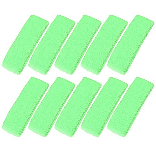 Mallofusa ? 10 PCS Cotton Sports Basketball Headband/Sweatband Head Sweat Band/Brace Gift Party Outdoor Activities (Light Green) - Image 1