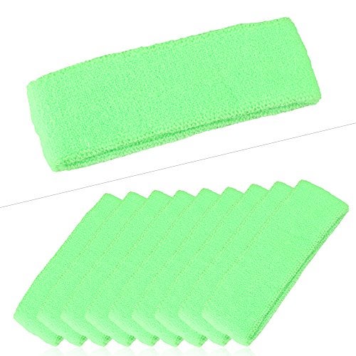 Mallofusa ? 10 PCS Cotton Sports Basketball Headband/Sweatband Head Sweat Band/Brace Gift Party Outdoor Activities (Light Green) - Image 2