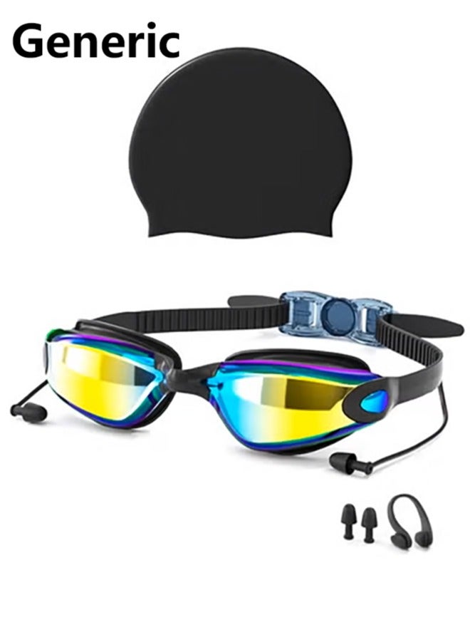 Anti-fog goggles swimming goggles set with swimming cap nose clip earplugs for teenagers men and women anti-polarization anti-leakage - Image 1