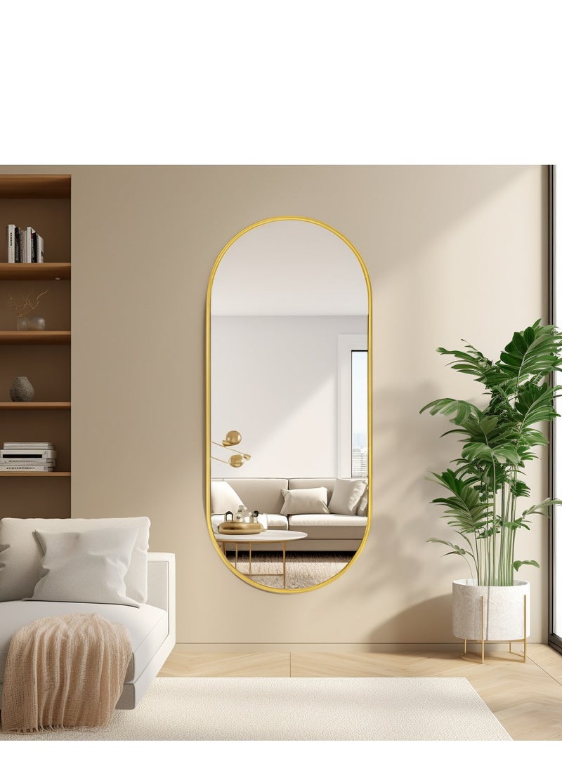 Golden Wall Mirror Full Length Mirror Self Adhesive Mirror Full Body Mirror Wall-Mounted Bathroom Mirror Modern Large Hanging Dressing Mirror for Bedroom, Living Room(50*83cm)  - Image 3