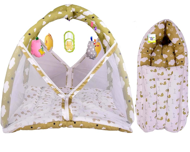 Toddylon Flat Bed Baby Bed New Born Baby Bedding Set Mattress | Bag | Mosquito Net | Cotton | Baby Bed | Infants | Essentials (0-6 Months) (2PCS Set) - Image 1