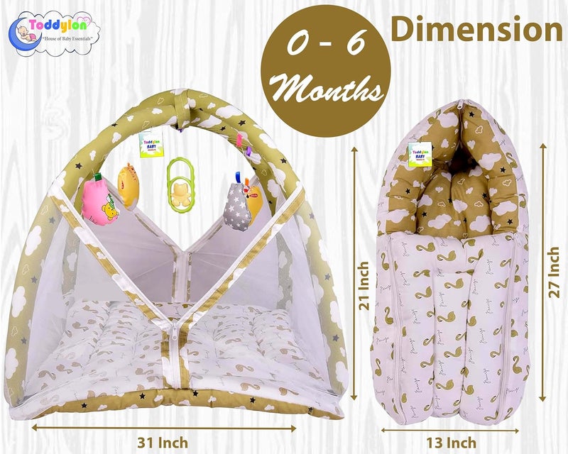 Toddylon Flat Bed Baby Bed New Born Baby Bedding Set Mattress | Bag | Mosquito Net | Cotton | Baby Bed | Infants | Essentials (0-6 Months) (2PCS Set) - Image 2