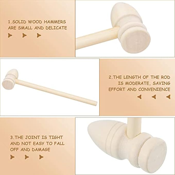 MINI WOODEN HAMMERS CRAB MALLET SEAFOOD HAMMERS MALLET POUNDING TOYS MARTILLO DE MADERA WOODEN SOLID NATURAL HAMMERS FOR BOYS, GIRLS, ADULTS TO CRACK CHOCOLATE 14 PIECES - Image 5
