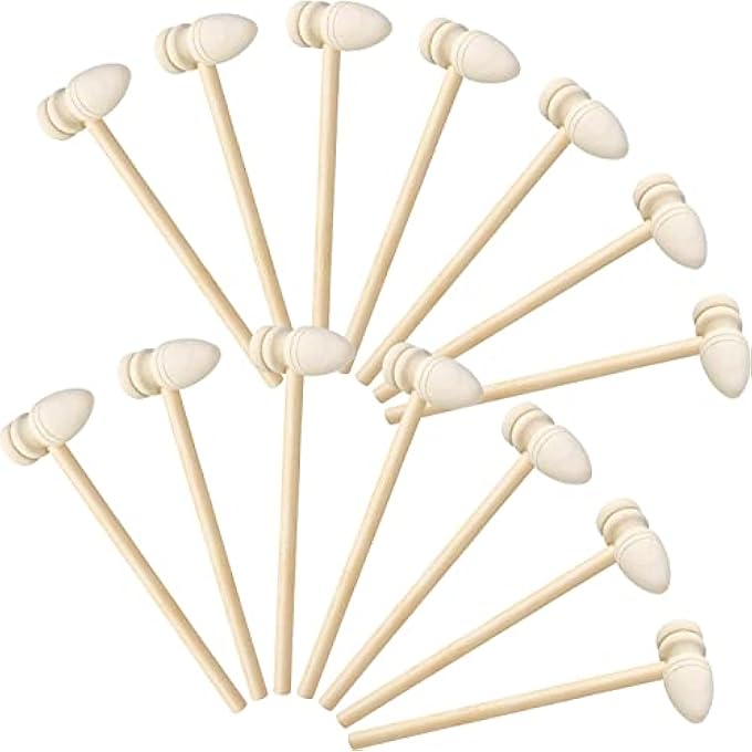 MINI WOODEN HAMMERS CRAB MALLET SEAFOOD HAMMERS MALLET POUNDING TOYS MARTILLO DE MADERA WOODEN SOLID NATURAL HAMMERS FOR BOYS, GIRLS, ADULTS TO CRACK CHOCOLATE 14 PIECES - Image 1