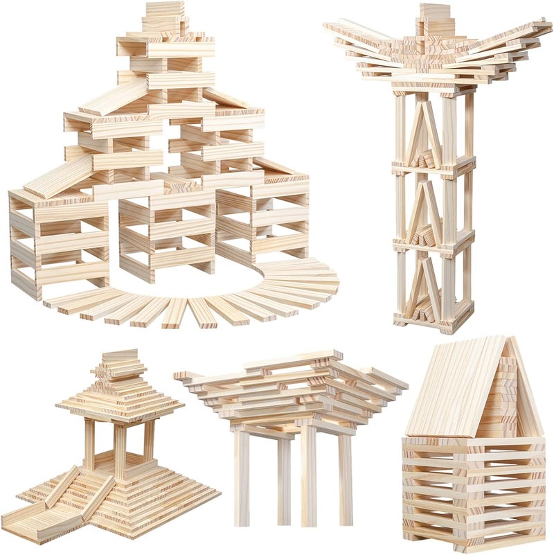 NiToy Wooden Building Blocks 100PCS Montessori STEM Toy for Kids, Solid Natural Pine Wood, Creative Shapes for 3D Space Stacking Games and Sensory Play, Educational Preschool Learning for Boys & Girls - Image 1