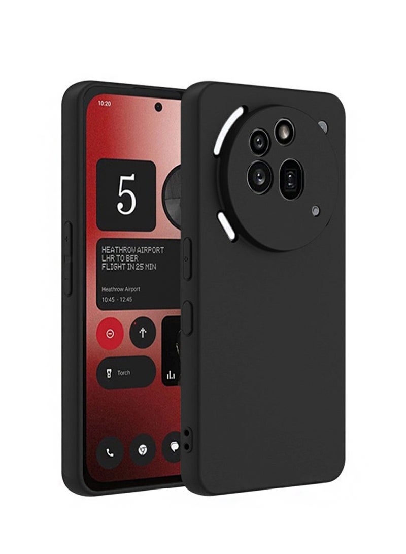 دبليو تيك غطاء حافظة سيليكون سائل بريميوم ناعم من Nothing Phone (3a) Pro 5G 2025 (MCRPSN) - أسود - Image 1