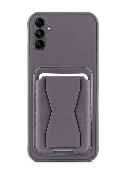 Leather back cover with card wallet Foldable Shockpoof Case compatible with Samsung Galaxy A56/A36 (Dark Grey)