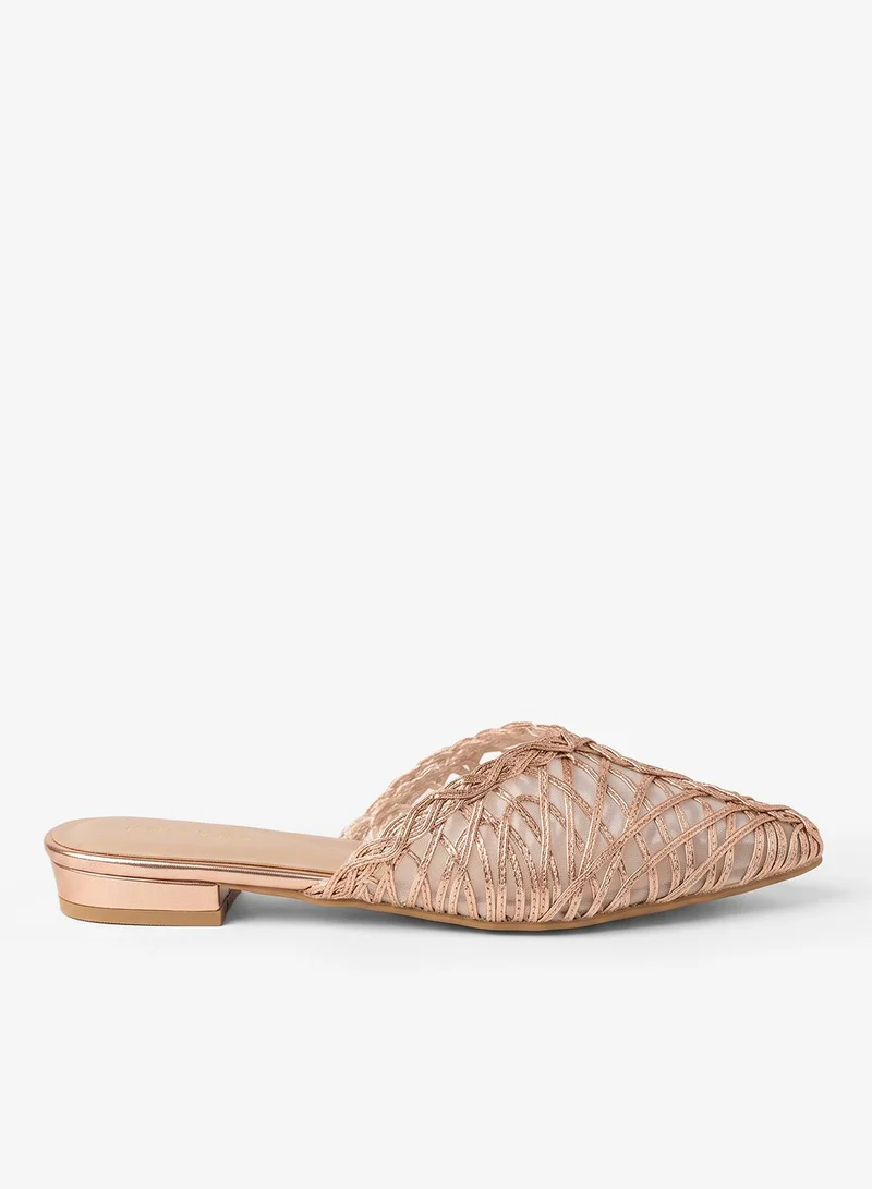 Khizana Mesh Metallic Pointed Toe Mules