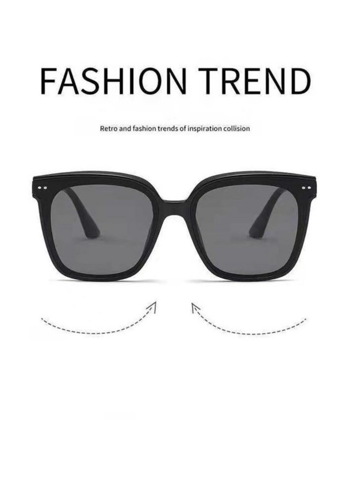 Ucanbe نظارات شمسية كلاسيكية للنساء بحماية من الأشعة فوق البنفسجية، إطار أبيض فاتح مع عدسات سوداء-رمادية - Image 2