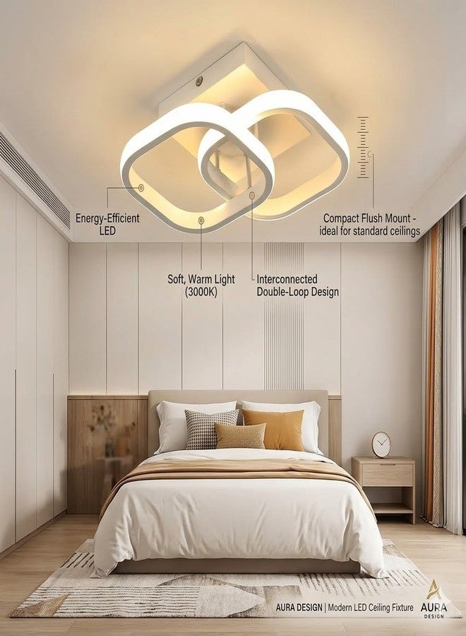 Desidiya Modern Dimmable LED Chandelier Light, 2 Big Square Flush Mount Fixture with Adjustable Light, Three Colour Dimming for Bedroom, Living Room False Ceiling Light, Acrylic Fancy Ceiling Lamp - Image 2