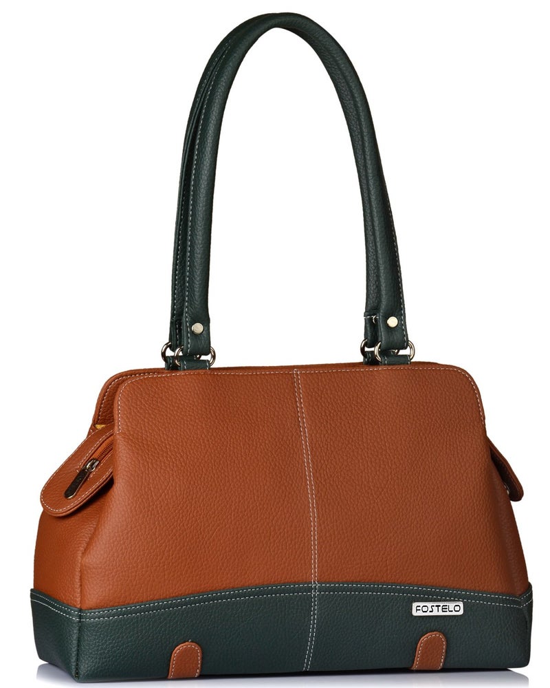 Fostelo Women's Helena Satchel Tote Handbag for Women | Ladies Purse | Stylish Shoulder Bag | Gift For Women | Tan - Image 1