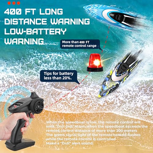 BEZGAR RC Boat, 2 Packs 12 inch Fast Speed RC Boat 30 KPH with A Portable Suitcase for Lakes & Pools & Salt Water, Summer Toys for Adults and Ideal Gifts for Kids Boys Age 6 7 8-12 Years Old - TX2P1 - Image 4