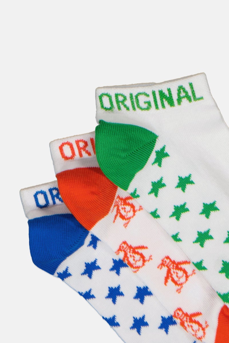 Original Penguin Kids Boy 5 Pairs Graphic Print Trainer Ankle Socks, Multicolor - Image 2