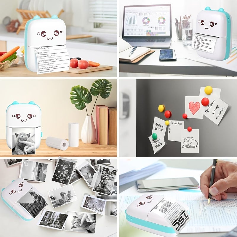 Blue Portable Wireless Printer Inkless USB Rechargeable Compatible Android iOS High Resolution - Image 4