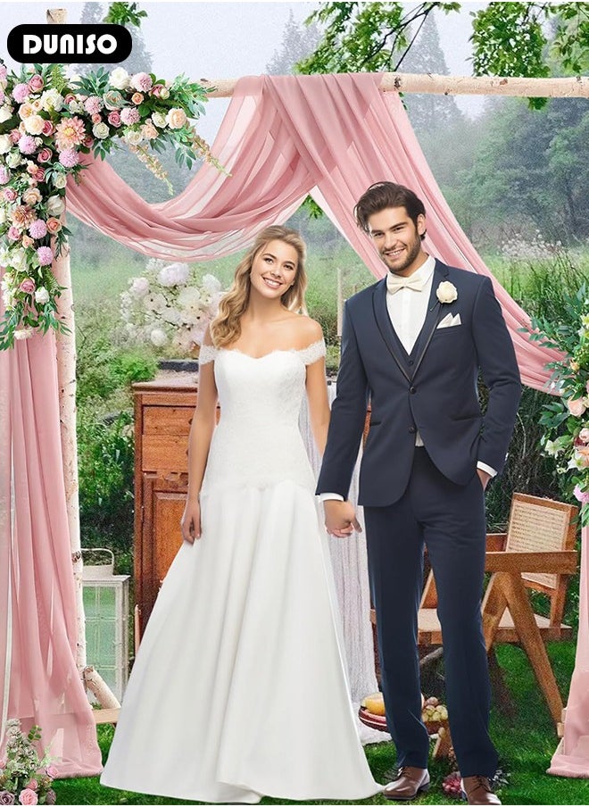 DUNISO Wedding Arch Draping Fabric, Wedding Drapery, Sheer Fabric for Draping, Chiffon Fabric Drapery Sheer Backdrop Curtains, Wedding Table Runner for Wedding Ceremony Party Reception Decorations  - Image 4