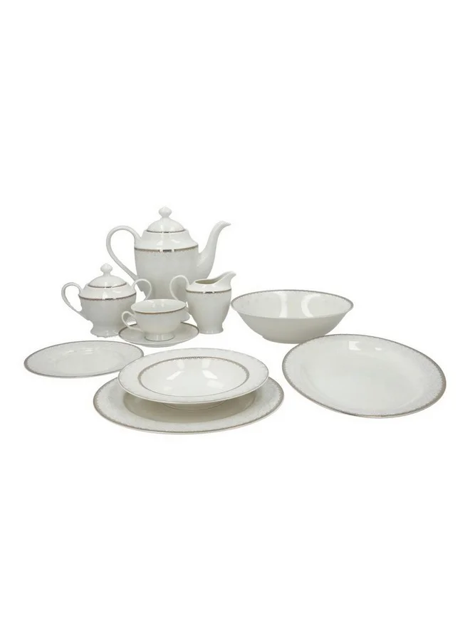 Bien Servi 47-Piece Royal Elegant Design High Quality Newbone Dinner Set White and Gold 27.5 x 35.2 x 53 cm 135023