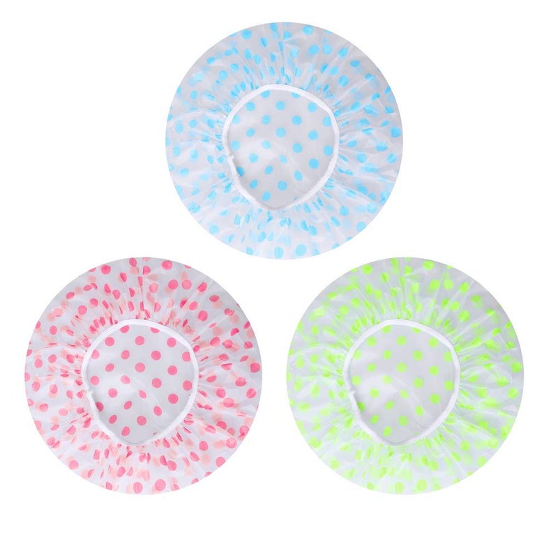 Pengxiaomei Shower Cap 3 Pcs Waterproof Reusable Shower Caps Bath Hair Hat for Women Men Kids