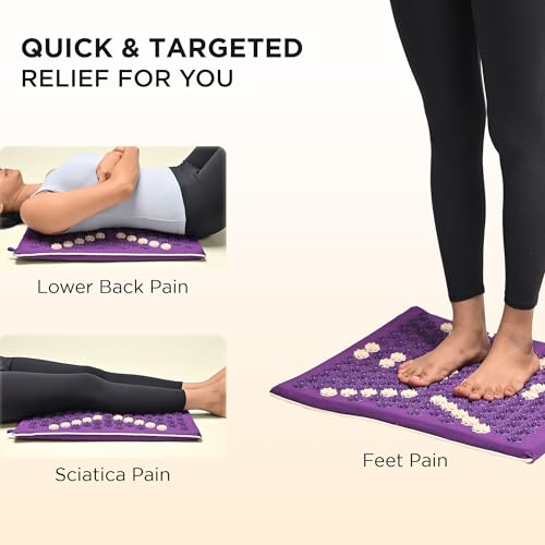 Core Asana Acupressure mat mini for back pain relief, Sciatica pain & foot pain | foot massager machine for pain relief | Manual Device (Onyx Black) - Image 2