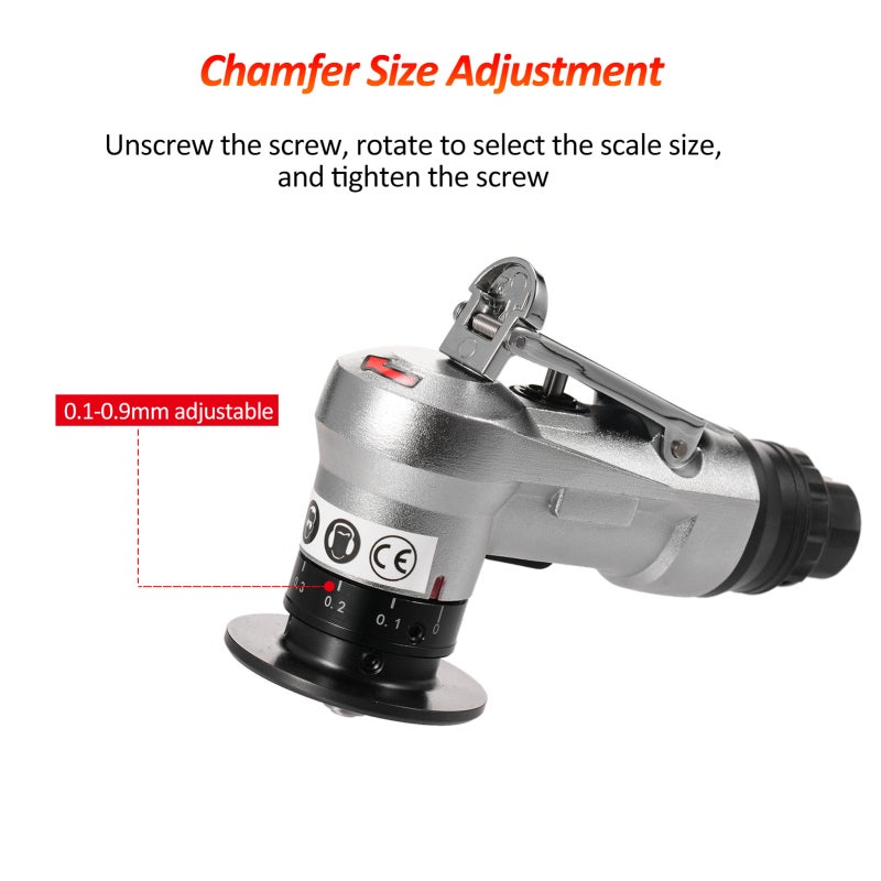Mini Pneumatic Chamfering Machine: Silver Portable Handheld Grinder With 5-Gear Air Regulating Valve, Easy One-Hand Operation, Adjustable 0.1-0.9mm Chamfer Size, Sharp Tungsten Steel Blade - Efficient - Image 5
