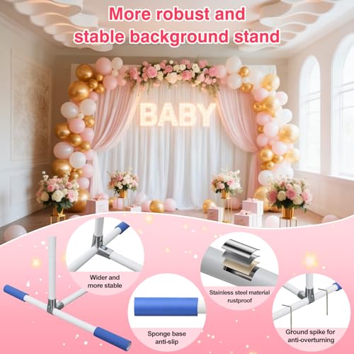 HomeRight Wedding Arch Backdrop Stand,7x5 FT Metal Arch Backdrop Stand for Ceremony Square Stainless Steel Arched Frame Decoration for Wedding,Birthday,Party,Anniversary,Baby Shower,Garden Decorations - Image 4