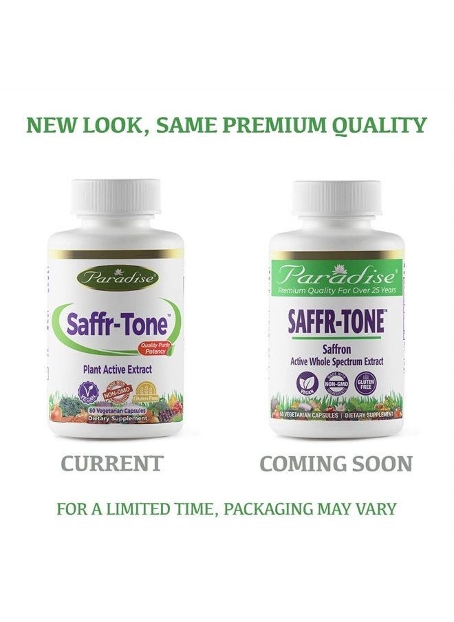 Paradise Herbs - Saffr-Tone, Saffron Extract, Active Whole Spectrum Extract, Vegan, Non GMO, Gluten Free, 60 Vegetarian Capsules - Image 1