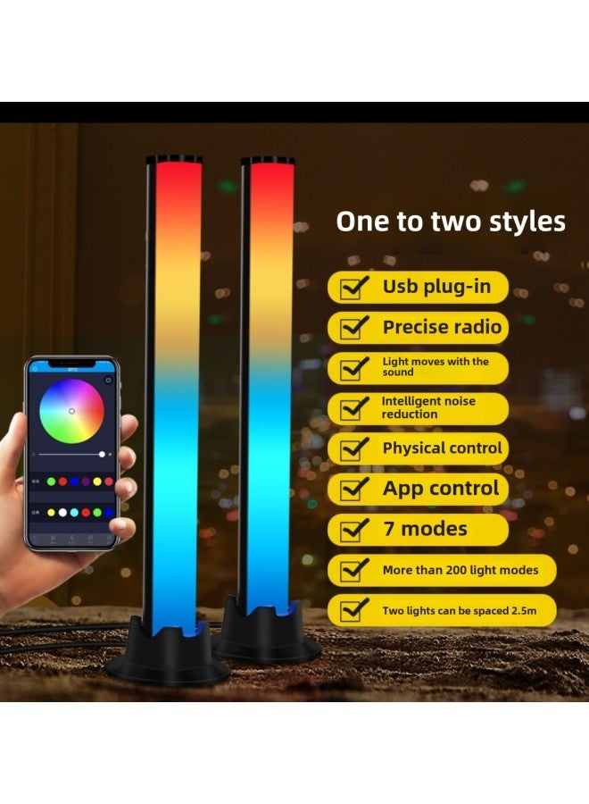 إسكدنيا ضوء لاقط للسيارة ضوء جو LED للتحكم الصوتي مع تطبيق بلوتوث RGB لون سحري للكمبيوتر المكتبي إيقاع الضوء التعريفي - قوة مصدر الضوء: 5 فولت (الشحن) - لون الضوء: D18w ضوء محيط - Image 1