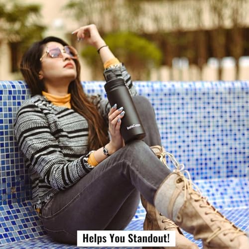 InstaCuppa Insulated Water Bottle 1000 mL, Double-Wall Thermosteel Flask, Vacuum Insulated Stainless Steel | Retains Hot and Cold Temperatures, Black - Image 3