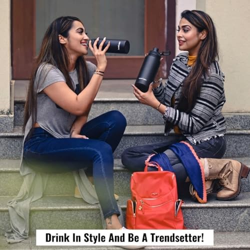 InstaCuppa Insulated Water Bottle 1000 mL, Double-Wall Thermosteel Flask, Vacuum Insulated Stainless Steel | Retains Hot and Cold Temperatures, Black - Image 2