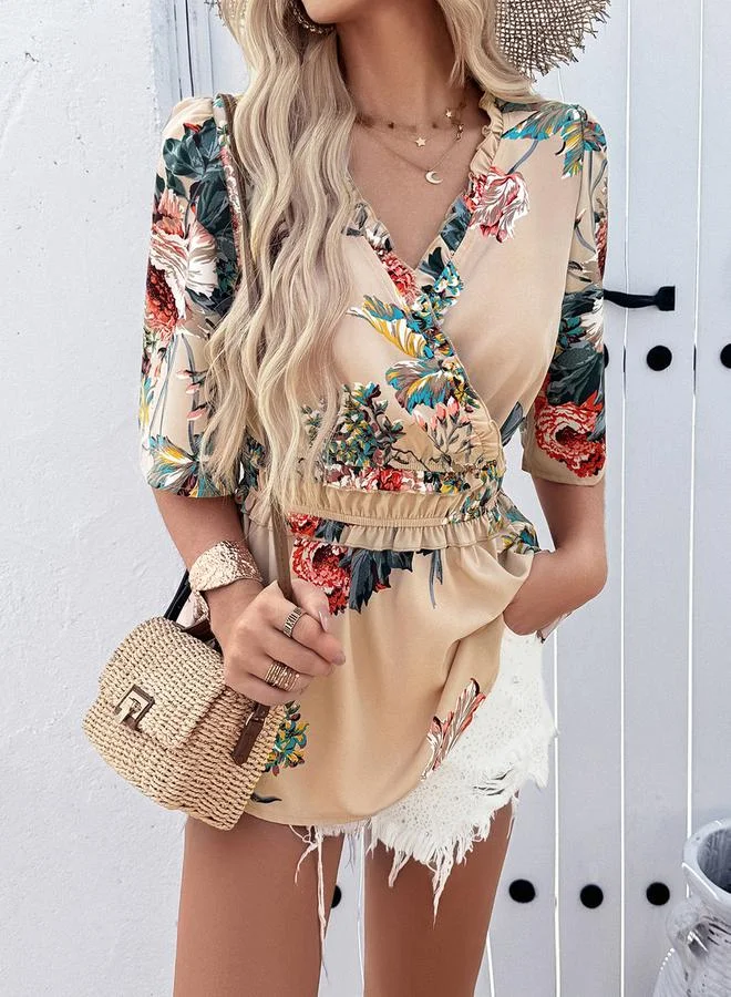 Take Two Floral Print Peplum Blouse
