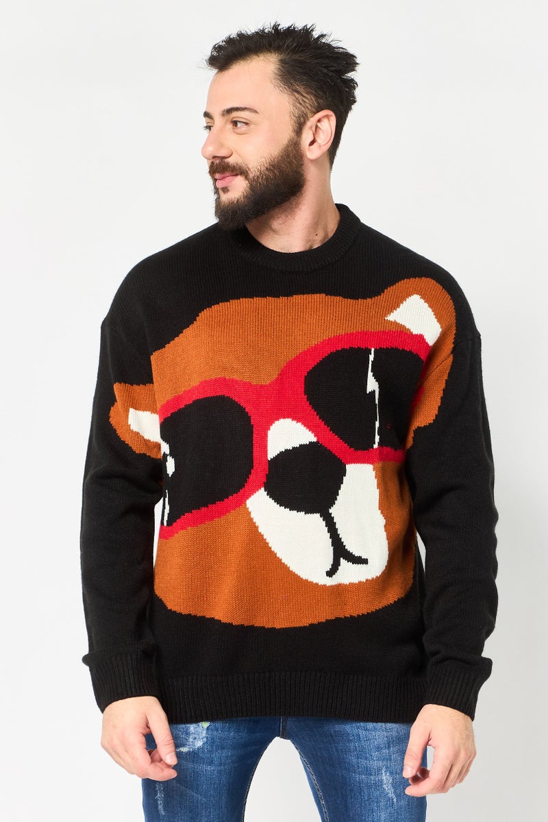 Selected Homme Men Crew Neck Knitted Sweater, Black - Image 1