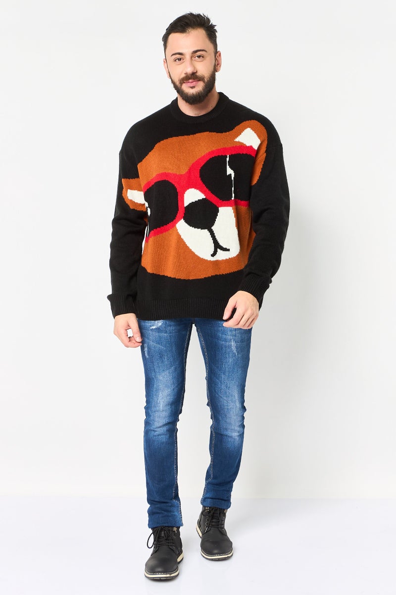 Selected Homme Men Crew Neck Knitted Sweater, Black - Image 2