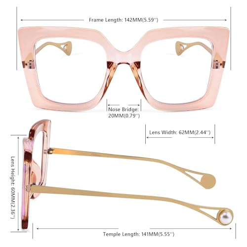 Karsaer Oversized Square Blue Light Blocking Glasses Eye Strain Glare Pearl Inlay Arm Cat Eye Fashion Eyewear E1054 - Image 4