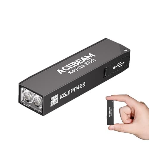 ACEBEAM Keylite 500 High Lumens Keychain Flashlight Rechargeable, Ultra-Compact Flat Pocket EDC Flashlight with Dual LEDs, 6 Modes, Type-C Charging, Small MINI Flash Light for Emergency, Home, Outdoor - Image 1