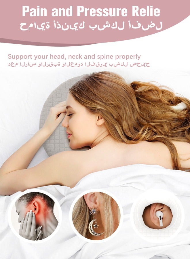 Ear Piercing Pillows for Side Sleeper with Ear Hole CNH Piercing Pillows Support Head Ear Pain Relief Ear Pressure Sore Side Sleeping Ear Guard, Grey  - Image 3