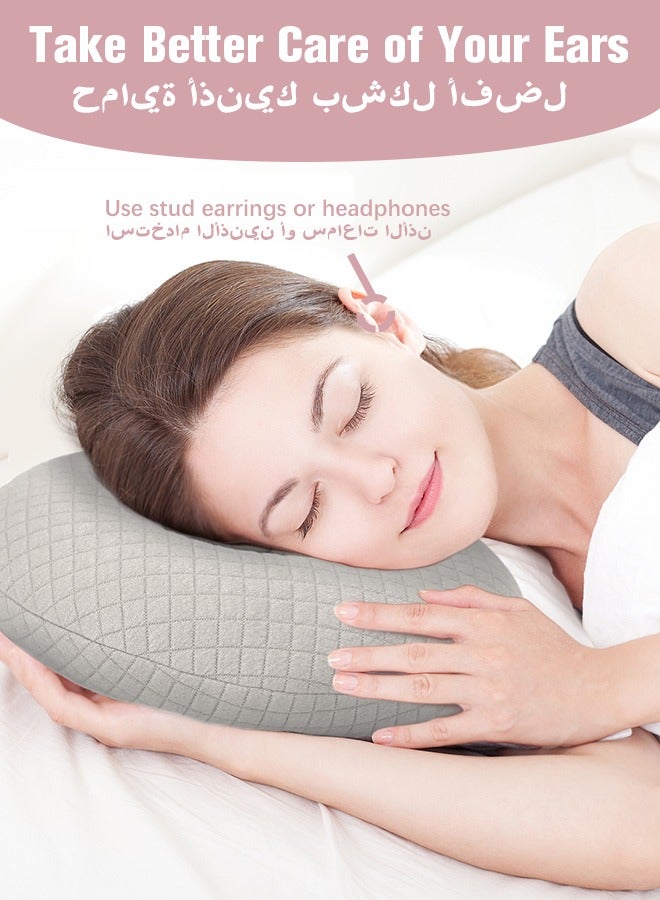 Ear Piercing Pillows for Side Sleeper with Ear Hole CNH Piercing Pillows Support Head Ear Pain Relief Ear Pressure Sore Side Sleeping Ear Guard, Grey  - Image 2