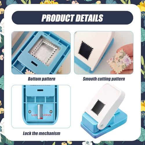 Ksheria Rectangular Postage Stamp Punch 1x0.8in – Scalloped Edge Lever Action for Scrapbooking, DIY Cards & Paper Craft, Scrapbooking DIY Card Making Durable Easy-to-Use Craft Tool - Image 3
