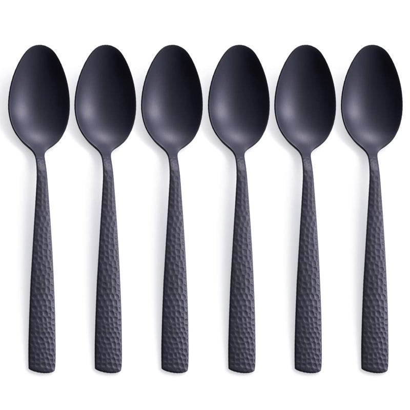 Matte Black Dinner Spoon Set of 6 FULLYWARE 80 inches Stainless Steel Black Spoon Silverware Satin Finish