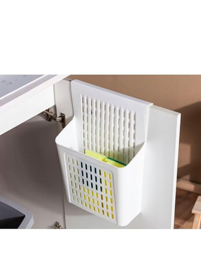 Dunya organizer kitchen over cabinet drawer door hanging under sink trash waste bin box organizer basket wall mounted garbage bin for cupboard door bathroom bedroom office white  - Image 1