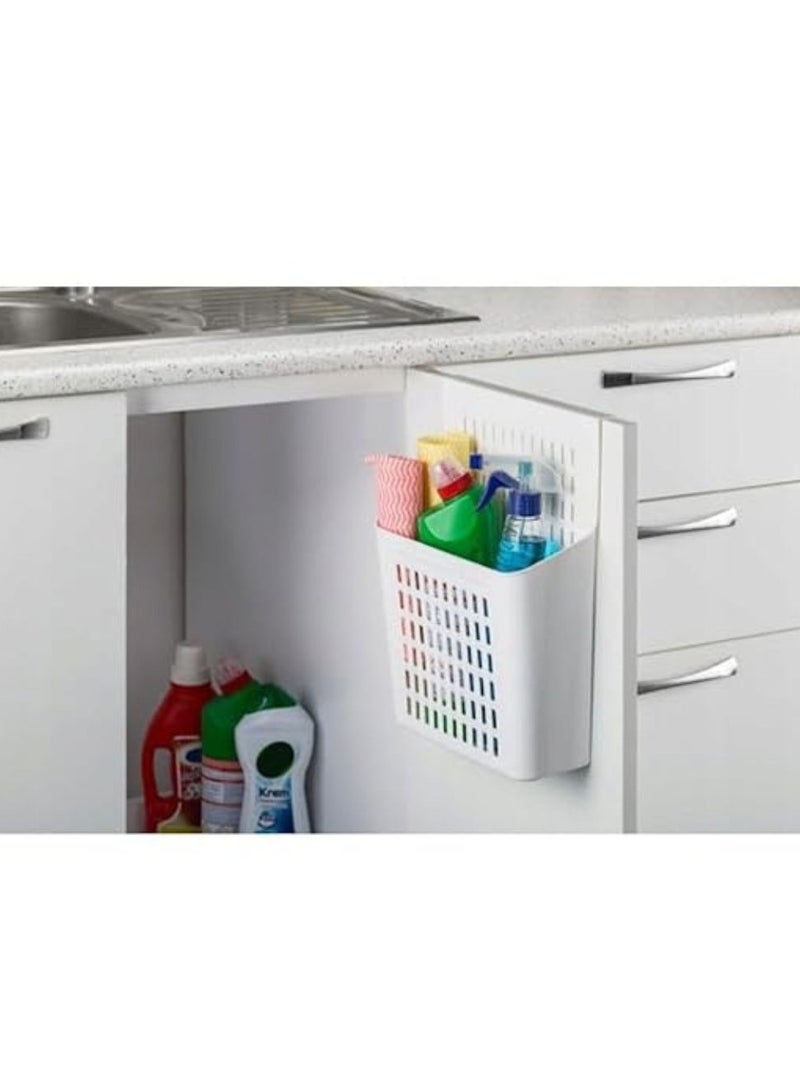 Dunya organizer kitchen over cabinet drawer door hanging under sink trash waste bin box organizer basket wall mounted garbage bin for cupboard door bathroom bedroom office white  - Image 2