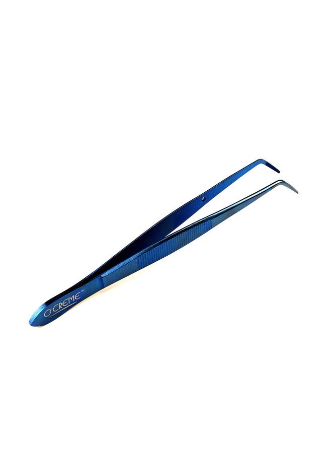 O'Creme Curved Tweezers 6.25 Inch Fine-Point Stainless Steel, Blue - Image 1