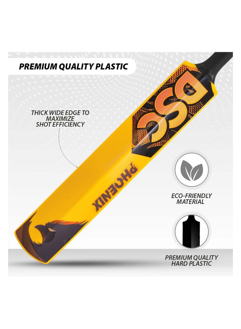 DSC Phoenix Plastic Cricket Bat With Pvc Ball  Lightweight Tennis Ball Bat For Kids, Full Size -4 | Durable Gully Cricket Bat For Boys & Girls, Outdoor Sports Toy  Yellow - Image 4