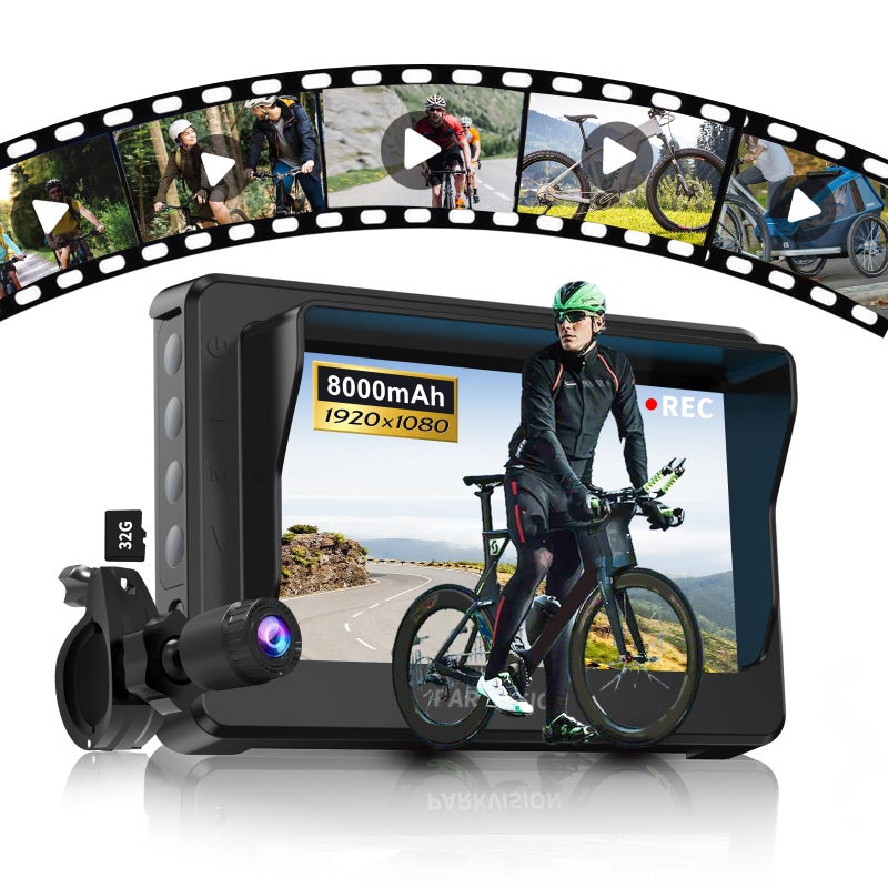 PARKVISION Bicycle Rear View Camera Recorder 43 1080P Monitor 8000mAh BatteryLoop Recording 32GB TF Card Bike FrontBackup Cam for Mountain Ebike Road Bike - Image 2