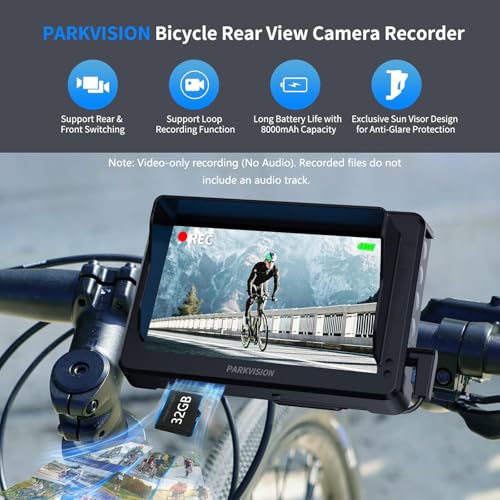 PARKVISION Bicycle Rear View Camera Recorder 43 1080P Monitor 8000mAh BatteryLoop Recording 32GB TF Card Bike FrontBackup Cam for Mountain Ebike Road Bike - Image 3