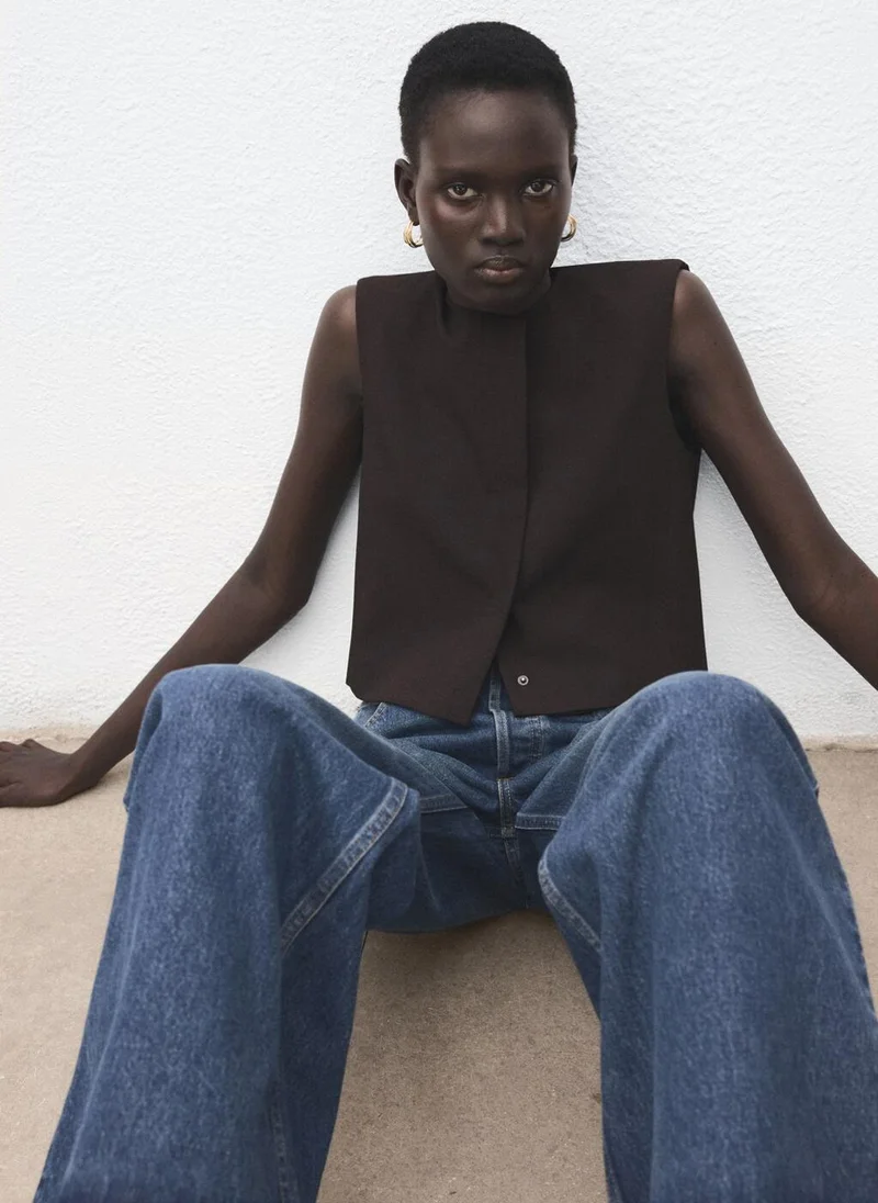 مانجو بلوزة قصيرة من مزيج الصوف