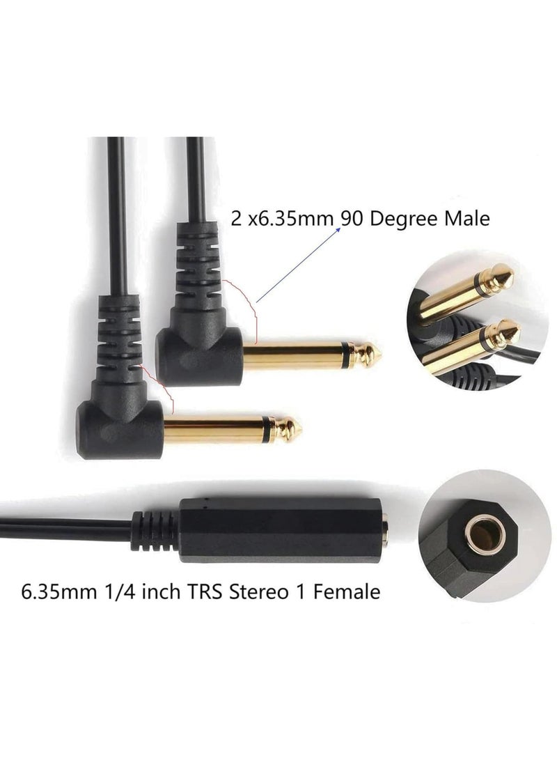 Luckam مقسم سماعات 6.35MM، 1/4 TRS أنثى إلى مزدوج 6.35mm TS مونو ذكر بزاوية يمينية، كابل Y مقسم، محول صوت ستيريو لسماعات الرأس، الميكسر، المضخم، مكبر الصوت، معدات الاستوديو، اللابتوب، 25cm - Image 4