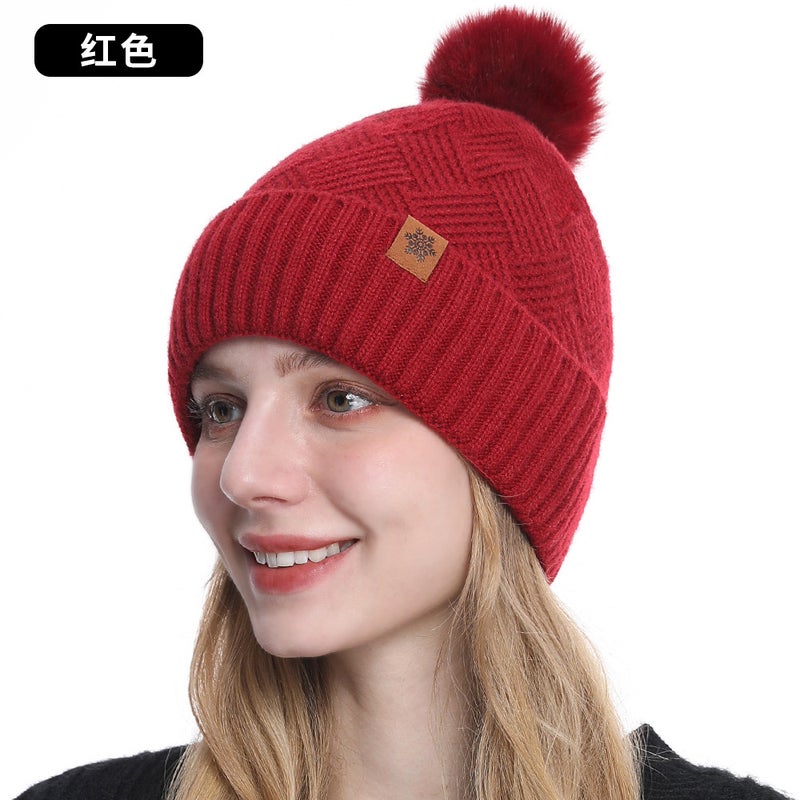 Autumn Winter Knit Beanie Scarf Gloves Set for Women M1 pink - Image 2