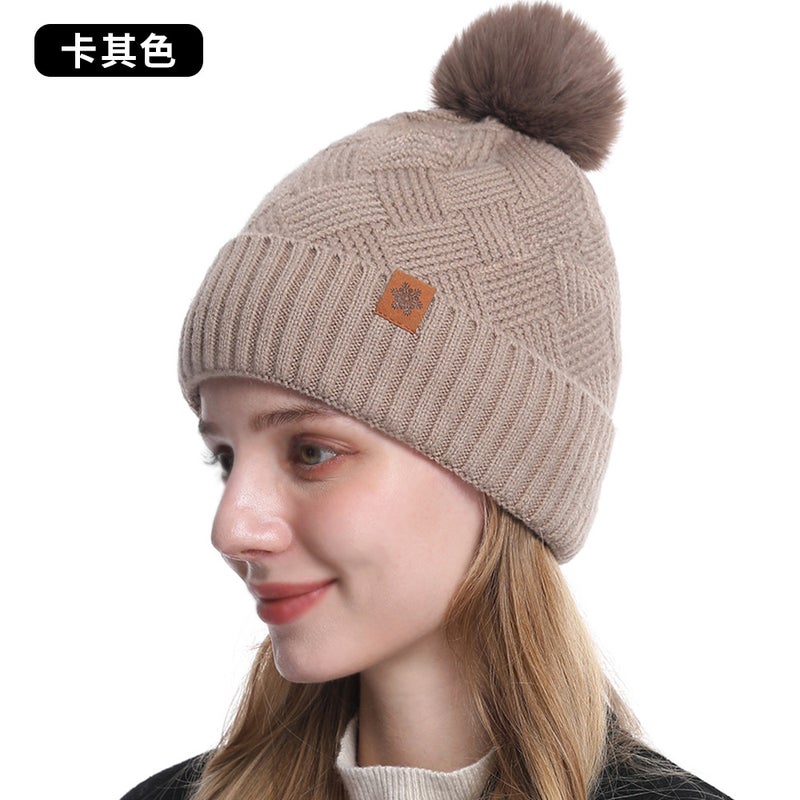 Autumn Winter Knit Beanie Scarf Gloves Set for Women M1 pink - Image 4